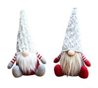 Valixirant Decorazione o decorazione divano flanella PP display peluche festivo e mensola in cotone rosso interno vacanze di Natale da tavolo bambole di Babbo Natale senza volto Set di 2 - Figurine