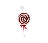 Valixirant Ornamento natalizio rosso scintillante glitterato albero bianco decorazione in PVC festa lecca-lecca avere casa finitura orpelli appeso 1 confezione (B grande formato)