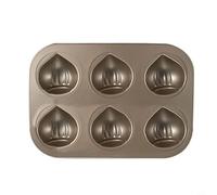 Valixirant Padella sicura per lavastoviglie compatibile con tostapane a convezione Forni a convezione Forno Delicato Madeleine a forma di castagno rivestito in silicone 12 cavità Non acciaio