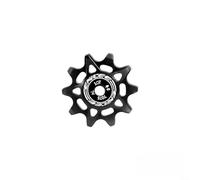 Valixirant Puleggia del deragliatore in lega di alluminio per MTB e bici da strada, ruota guida lavorata CNC 10T o 12T con cuscinetti lisci, denti positivi/negativi (10T, nero)