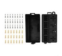 Valixirant Scatola di fusibili a lama a 12 vie con 4 supporti per relè, terminali a forcella e blocco 12 V, applicazioni automobilistiche, ABS + alloggiamento ignifugo PA6, 32 V/30 A, fusibile medio