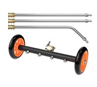 Valixirant Scopa per idropulitrice 2 in 1, 40,6 cm, in acciaio e ottone, con curva a 45° + due aste dritte, compatibile con idropulitrici freddo/caldo da 1500 a 4000 PSI (ruote gialle)