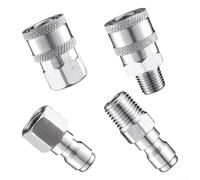 Valixirant Set di 4 raccordi in acciaio per idropulitrice da 1/4" Npt Accessori a connessione rapida Bacchette Tubi Spruzzatori per cannoni in schiuma - Resistente