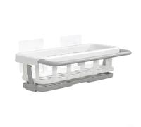 Valixirant Spugnetta da cucina con vassoio di scarico, spazzole, spugne, 25 x 12 x 7 cm, organizer compatto per lavello o sapone da parete, in ABS, 5 cm, colore: bianco