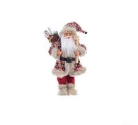 Valixirant Statuetta di Babbo Natale fatta a mano, 30 cm, design rosso e bianco con mini slitta, decorazione natalizia duratura per mensola del tavolo e mensola (30 cm)