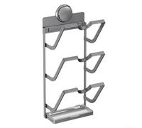 Valixirant Supporto per coperchio a parete con vassoio di scarico, senza trapano, ventosa, porta dell'armadio da cucina, coperchi e taglieri salvaspazio, bianco (grigio L)