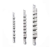 Valixirant Supporto per prese con 8 clip, compatibile con unità da 1/4", 3/8", 1/2", organizer per attrezzi da costruzione in acciaio per garage e officina (3 pezzi)