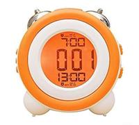 Valixirant Sveglia digitale con display a LED, lettura moderna, in acciaio ABS, decorazione per la casa, compatta, 11,4 x 7,9 x 11,5 cm, funzione sveglia multipla (arancione)