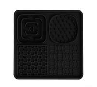 Valixirant Tappetino in silicone per leccare animali domestici, con ventose, per cani che mangiano lentamente l'ansia, dispenser antiscivolo per gatti e cuccioli per mangiare yogurt (nero)
