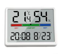 Valixirant Termostato programmabile, orologio digitale LCD da parete con display di temperatura e umidità, retro magnetico per frigorifero o montaggio a parete, 8,9 x 6,9 x 1,5 cm, nero/bianco (bianco