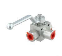 Valixirant Valvola a sfera idraulica a 3 vie ad alta pressione 500 Bar (7250 PSI) Valvola di intercettazione in acciaio al carbonio con motivo a L Oil Gas - G1/4 G3/4 Filettatura interna (G1/4)