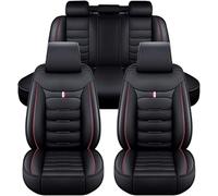 VALKEM Coprisedili Auto per Alfa Romeo Stelvio Quadrifoglio, 5 Posti Set Completo Anteriori e Posteriori Pelle Sedile Impermeabile Copri Sedili, Interni Accessori,E Black Red