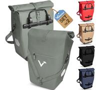 Valkental - Borsa da bicicletta 2in1 in plastica riciclata | Borsa portabagagli impermeabile 100% | Scomparto laptop, volume 23-28L | Ideale per ciclismo e viaggi (Verde, Set da 2 pezzi)