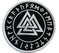 Valknut - Toppa ricamata a cerchio runico Walknut paganesimo, da cucire o da applicare con ferro da stiro | ricamata con nodo vichingo, nodo votan, regalo per fan di Vikings