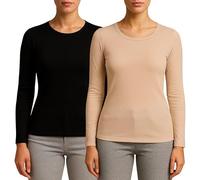 Valko Maglia Termica Donna Manica Lunga - Abbigliamento Termico Donna Caldo ed Elasticizzato con Interno Felpato (Nero-Visone, XS)