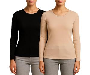 Valko Maglia Termica Donna Manica Lunga - Abbigliamento Termico Donna Caldo ed Elasticizzato con Interno Felpato (Nero-Visone, XXL)