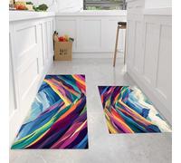 valle colorata Tappeto Cucina - Antimacchia - Colori dell'arcobaleno - Lavabile in Lavatrice - Stile di arte astratta Tappetino cucina antiscivolo per soggiorno camera (45x75+45x150cm)