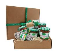 Valle del Crati Cestino di Natale con 7 Prodotti | Box Regalo di Natale con Formaggio, Dolci ai Fichi, Spezie, Sottoli e Creme | Cesto Natalizio