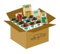 Valle del Crati Cesto di Natale con 14 prodotti | Cesto Natalizio con Pasta, Salsiccia, Creme, Sottoli, Sughi ed altro | Cestino Regalo di Natale