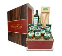 Valle del Crati Cesto Regalo di Pasqua con 10 Prodotti | Cesto Pasquale con Olio Bio, Fichi Cioccolato e Rum, Nduja, Peperoncino, Pasta, Sottoli ed altro | Cestino di Pasqua