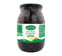 Valle del Crati Olive Nere Arraganate 900g | Olive Nere in Olio di Oliva condite con Peperoncino | Sottolio per Aperitivo Condimento Antipasto | Vaso Formato XL (900g)