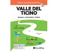 Carta escursionistica Valle del Ticino. Scala 1:50.000. Ediz. italiana, inglese, tedesca e francese. Vol. 3: Novara, Lago d'Orta, Stresa.