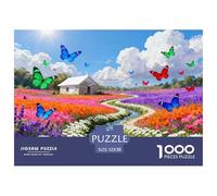 Valle della Farfalla nel Mare di Fiori Puzzle in Legno Impermeabile DIY Puzzles Da 1000 Pezzi Per Adulti Divertenti Per Decorazioni Domestiche