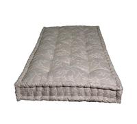 Valle di lana - Materasso Singolo Tradizionale con Lana Merino Abruzzese, Tessuto Grigio con Fiori Bianchi Artigianale, Made in Italy