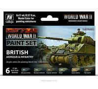Vallejo 070204 - Set di colori con armatura britannica e fanteria, modello WWII, multicolore, 17 ml (confezione da 6)