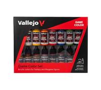 Vallejo Game Color Introduction Set 72299, set 16 colori acrilici da 18 ml per miniature e wargame: 13 opachi e 3 metallizzati, flaconi con contagocce, kit di iniziazione