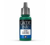 Vallejo Game Ink - Vernice Acrilica a Base d'Acqua, 17 ml, Verde (Inky Black Green)