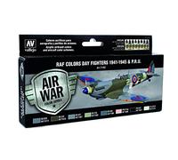 Vallejo Kit di Vernice acrilica per Aria WWII RAF Day Fighters, Colori Assortiti (Confezione da 8)