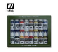 Vallejo Model Color American Colonial Paint Set, 16 colori, kit pennello