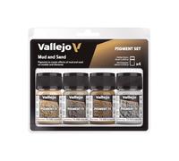 Vallejo Pigment FX Set di Pigmenti per Maquette e Diorami, Kit di 4 Colori Sintetici da 35 Ml, Tutorial Incluso per Simulazione di Barro e Arena
