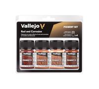 Vallejo Pigment FX Set di Pigmenti per Modellismo, 4 Colori Sintetici da 35 Ml, Tutorial Incluso per Simulazione di Ossidazione e Corrosione in Diorami