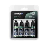 Createx Vallejo Pittura True Metallic DUSKEN GREEN – Set 4 (BASE, LIGHT, SHADE, AIRBRUSH) – BSL
