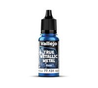 Vallejo Pintura True Metallic Metal Blu Zaffiro 18ml, Effetto Metallico, Alto Potere di Copertura, Finitura Liscia e Omogenea, Ideale per Pennello, Miscelabile per Nuovi Toni.