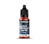 Vallejo Pintura True Metallic Metal Rosso Rubino 18 ml, Effetto Metallico, Alto Potere di Copertura, Finitura Liscia e Omogenea, Ideale per Pennello, Miscelabile per Nuovi Toni.