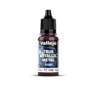 Vallejo Pintura True Metallic Metal Ruby Red 18ml, Finitura Brillante per Mischie e Degradati, Ideale per Pennello, Conservazione Prolungata in Bottiglia con Pipetta.