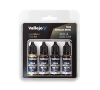Vallejo Pintura True Metallic Metal Set 4 Colori per Metalli, Include BASE, LIGHT, SHADE e AIRBRUSH, Risultati Consistenti e Adattabili, Serie BSL.