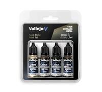 Createx Vallejo Pintura True Metallic Set 4 colori (BASE, LIGHT, SHADE, AIRBRUSH) Serie BSL
