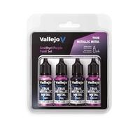 Vallejo Pintura True Metallic Metal Set di 4 Colori Amethyst Purple, Include BASE, LIGHT, SHADE e AIRBRUSH, Sistema BSL per Risultati Consistenti.