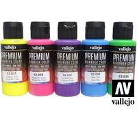 Vallejo PREMIUM AIRBRUSH Acrylic Acrilico FLUORESCENT SET 62102 60ml. 5 pcs.
