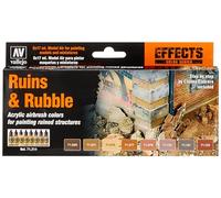 Vallejo- Ruins & Rubble Set di Montaggio per Modellini, Multicolore, 17 ml (8er Pack), 29070