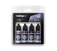 Vallejo True Metallic Metal - Set Celestial Violet - Pittura Acrilica Metallizzata per Miniature - 4 Flaconi da 18 ml (Light, Base, Shade, Airbrush)