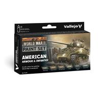 Vallejo VAL70203 AV Model Color Set-WWII American Armour&Infantry, 17 ml (Pack o
