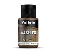 Vallejo Wash FX Pittura Acrilica Marrone per Effetti di Ombre e Luci, 35 ml, Facile Applicazione per Modellismo e Figurine