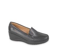 Valleverde 11540 Mocassini Donna Linea Comfort in Pelle Nero con Zeppa in Gomma 5 Cm. (Nero, Sistema Taglie Calzature EU, Adulto, Donna, Numero, Media, 40)