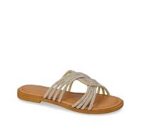 Valleverde 12100 Ciabatte Sandali Donna Strass Gold Tacco Grosso 1Cm Suola Gomma