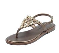 Valleverde 14121 Bronzo Infradito con Tacco Basso per Donna Pelle con Pietre